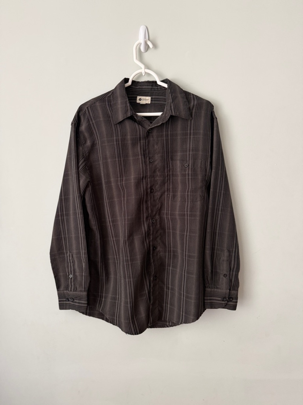 Haggar Black Plaid Long-Sleeve Button-Down Shirt